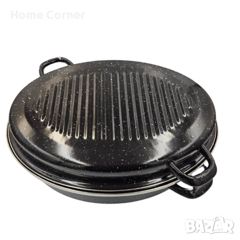 Бретер с решетка Rosberg R54523B – Ø39x29 см, височина 11 см, мраморно покритие, снимка 5 - Съдове за готвене - 51430960