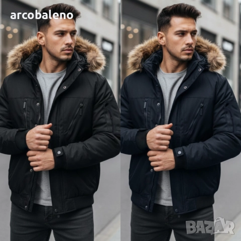 Мъжко зимно яке с качулка, 2цвята 