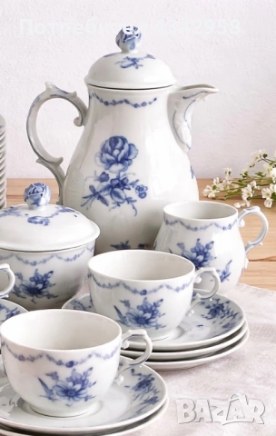 Винтидж порцеланов сервиз Fürstenberg “Lottine”, Германия (28 части, 1950–70 г.) , снимка 3 - Антикварни и старинни предмети - 54014762