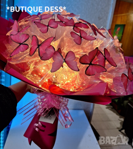 Луксозни,ръчно изработени,светещи букети "DESS"🦋💐‼️БЕЗПЛАТНА ДОСТАВКА ПРИ ПОРЪЧКА НА 2 БУКЕТА‼️‼️🎁💖, снимка 12 - Стайни растения - 44766936