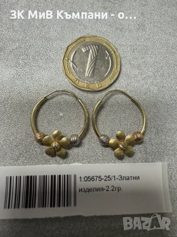 Златни обеци-2.20 гр 14 карата, снимка 1