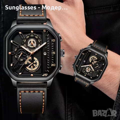 Ексклузивен ретро квадратен мъжки часовник с календар – вечна елегантност и прецизна изработка