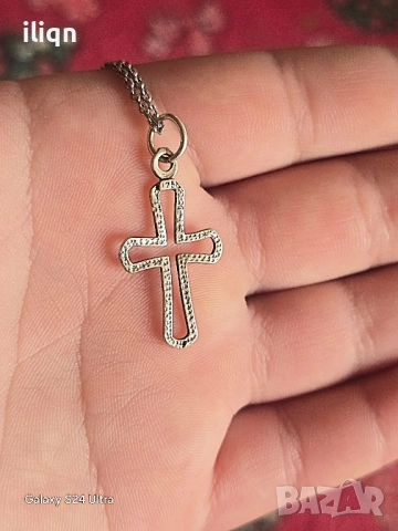 Сребърен синджир с кръст. От 39 до 44см. Цена 21,99лв. За Севлиево безплатна доставка., снимка 3 - Колиета, медальони, синджири - 51464306