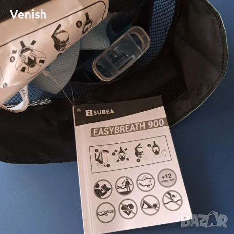 DECATHLON  МАСКА ЗА ГМУРКАНЕ EASYBREATH 900, СИНЯ, снимка 5 - Водни спортове - 53254564