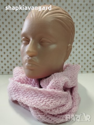 Дамски плетен шал обръч в розово  - 279, снимка 2 - Шалове - 13071951