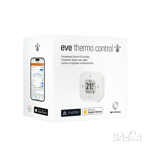 Smart температурен сензор и контролер Eve Thermo Control НЕ РАЗПЕЧАТАН, снимка 10 - Радиатори - 53927758