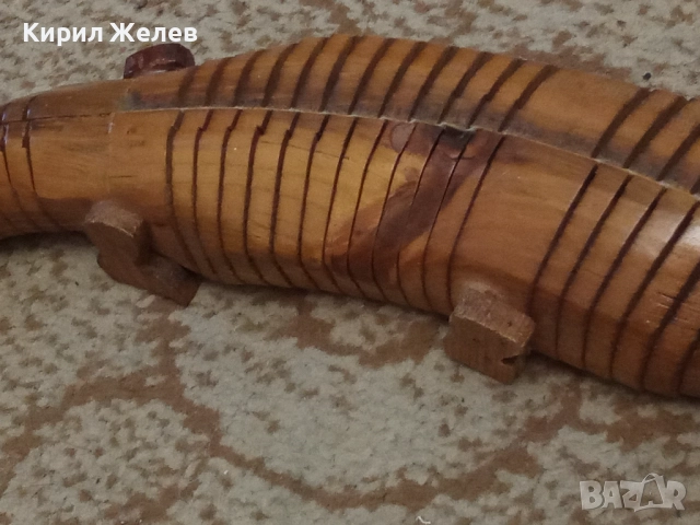 Крокодил дървена фигура 4758, снимка 3 - Антикварни и старинни предмети - 52070333