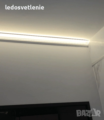 Декоративен LED Корниз за Таван – Алуминиев Профил за LED Лента + дифузор (капаче) пръчка 2 метра, снимка 3 - Лед осветление - 54310593