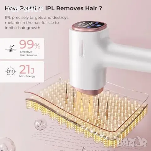 Нов IPL уред за епилация с 5°C охлаждане и 999,900 импулса премахва косми, снимка 4 - Тримери - 49339237
