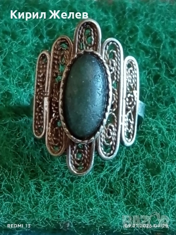 Авторски ръчно изработен сребърен пръстен с АХАТ филигранна изработка Арт бижу 52777, снимка 6 - Пръстени - 53039960