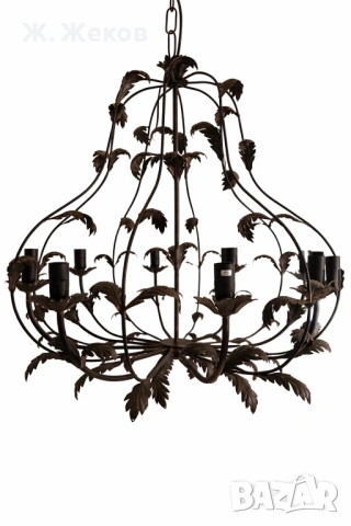 Кован винтидж полилей с осем лампи, снимка 3 - Полилеи - 54014886