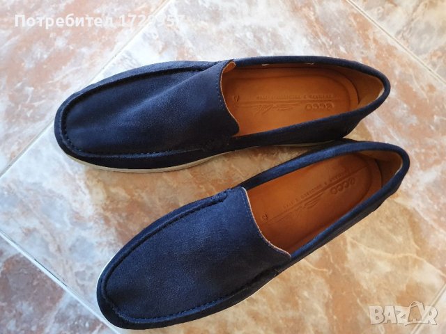 Мокасини Ecco велур-Цвят: Индиго Номер -42, снимка 5 - Мокасини - 40451149