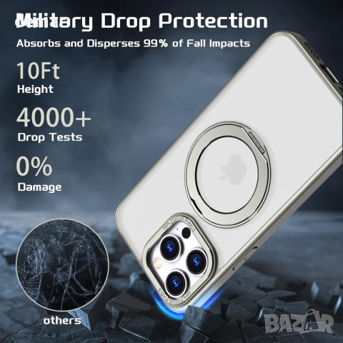 S. Dawezo 360° магнитна стойка с пръстен за калъф за iPhone 13 , съвместим с Magsafe, титаниево сиво, снимка 4 - Калъфи, кейсове - 44804296