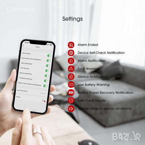 Смарт детектор за Дим X-Sense XS01-WT, Wi-FI безжични, Tuya, Smart Life, снимка 4 - Друга електроника - 39477970