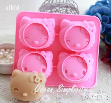 4 Hello Kitty Коте Кити дълбоки силиконов молд форма калъп за сапун гипс шоколад мъфин, снимка 1 - Форми - 31880680