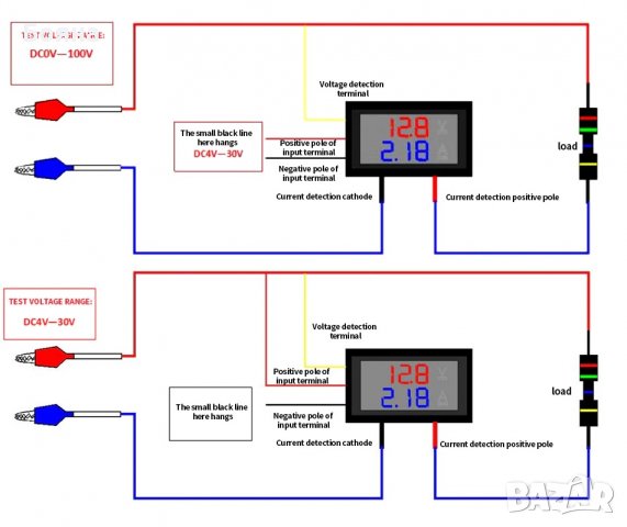 M430 DC4-30V 10A волтметър, амперметър, ватметър,термометър, снимка 4 - Друга електроника - 39453936