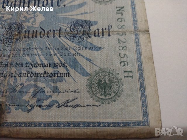 Райх банкнота - Германия - 100 марки / 1908 година- 17967, снимка 3 - Нумизматика и бонистика - 31015814