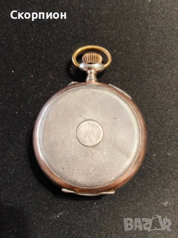 Швейцарски СРЕБЪРЕН джобен часовник FRIEDE с позлата - 10 РУБИНА ПРОМОЦИЯ, снимка 3 - Джобни - 48361909