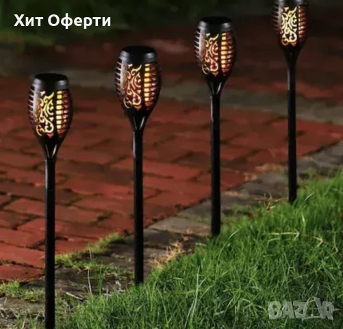 Соларна лампа тип пламък – комплект от 6 бр., снимка 4 - Соларни лампи - 53145809