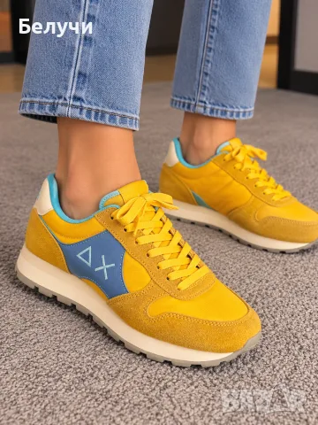 👟 Маратонки SUN68 – жълти с тюркоазени акценти