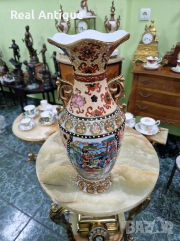 Красива антикварна порцеланова китайска ваза Satsuma , снимка 3 - Вази - 44304999