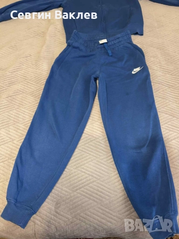 Nike - Спортен екип с цип и качулка, Син, 137-147 CM, снимка 4 - Детски анцузи и суичери - 52341334