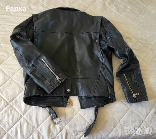 Черно кожено яке, снимка 4 - Якета - 56359773