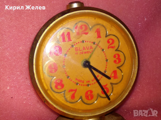 SLAVA MADE in USSR Стар КОЛЕКЦИОНЕРСКИ РУСКИ БУДИЛНИК МЕХАНИЧЕН НАСТОЛЕН ЧАСОВНИК СЛАВА СССР 43025, снимка 5 - Антикварни и старинни предмети - 44534253