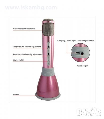 БЕЗЖИЧЕН БЛУТУТ КАРАОКЕ МИКРОФОН - код 1535, снимка 9 - Микрофони - 34011660