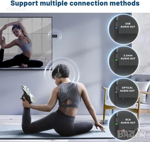 BKM600 Безжични слушалки за телевизор, с Bluetooth USB предавател, снимка 3 - Bluetooth слушалки - 48480745