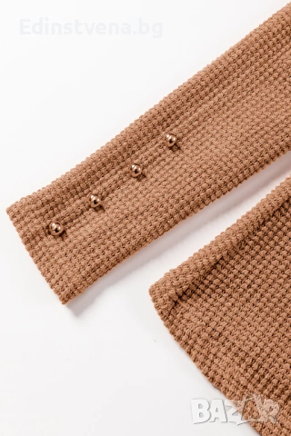 Дамска блуза в цвят карамел с дълги бухнали ръкави, снимка 9 - Блузи с дълъг ръкав и пуловери - 53061662