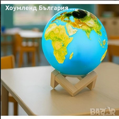 3D многоцветна Нощна лампа - светещ LED глобус с дистанционно, снимка 3 - Образователни игри - 54354736