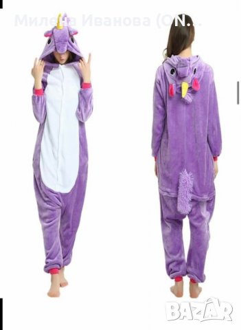 Пухкава пижама, Костюми тип onesie и kigurumi, гащеризон еднорог  лилав, снимка 1 - Пижами - 38369947