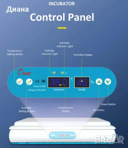 Инкубатор за 120 яйца с микрокомпютър и автоматичен контролер H-120, снимка 4 - За селскостопански - 48879957