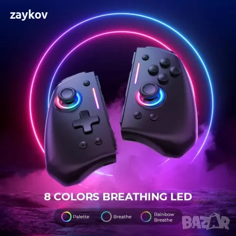 NYXI Hyperion Meteor Light Wireless Joy-pad с 8 цветни LED за Switch/Switch OLED, снимка 6 - Аксесоари - 47307550