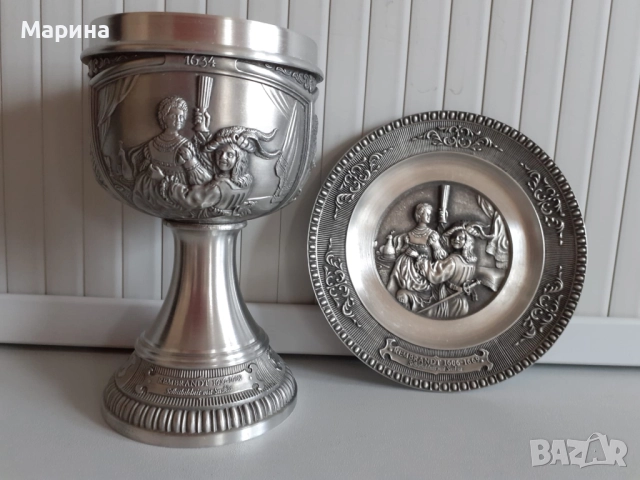 Чаши с чинийка от калай Antik*Vintage #90