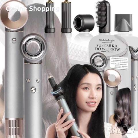 Мощен сешоар 5 в 1 — бързо сушене и професионално стилизиране с йонизация за блестяща и гладка коса, снимка 2 - Други - 53327602