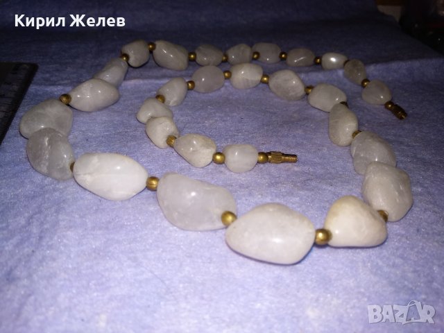 МЛЕЧЕН КВАРЦ - ПРЕКРАСНО РЕТРО АР НУВО СТИЛ КОЛИЕ от ПОЛИРАНИ ПОЛУСКЪПОЦЕННИ КАМЪНИ и БРОНЗ 34697, снимка 9 - Колиета, медальони, синджири - 39189611