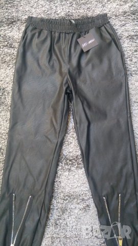 Кожен панталон в черен цвят с цип отпред, снимка 5 - Панталони - 31016263