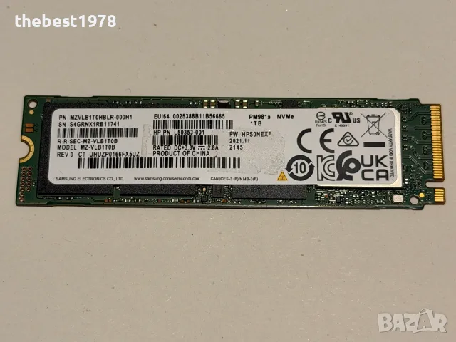 1TB 1000GB SSD NVMe Samsung PM981a Здраве 99%