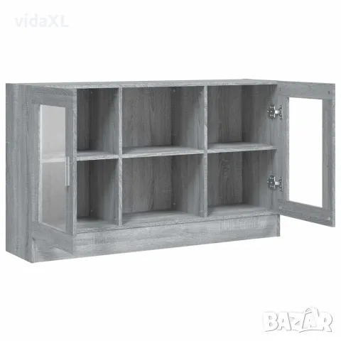 vidaXL Шкаф витрина, сив сонома, 120x30,5x70 см, инженерно дърво, снимка 5 - Бюфети - 56148018