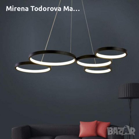 Модерен лед LED полилей висяща Висулка с четири пръстена дистанционно, снимка 5 - Лампи за таван - 38390421