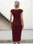 Дамска рокля bodycon , за  коктейли  и официални събития ,  прилягаща фигура – Бордо L, снимка 3