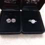 Сребърни Обици и Пръстен с диаманти , снимка 1 - Бижутерийни комплекти - 27521573