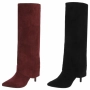 Дамски ботуши на висок ток от велур, 2цвята , снимка 1