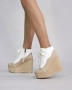 Боти на платформа - бяло с бежово кожа, снимка 2