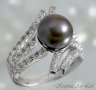 Сребърни  пръстен с естествена черна перла, снимка 3