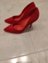 Червени дамски елегантни велурени обувки с висок ток, номер 39, снимка 1