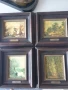 4бр малки картини принт върху платно/репродукции/дървена рамка 22x20см, снимка 1