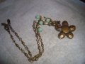 КРАСИВО ФЛОРАЛНО МАРКОВО ВИНТИДЖ АРТ БРОНЗОВО КОЛИЕ ОГЪРЛИЦА с ШЛИФОВАНИ КАМЪНИ 30159, снимка 14